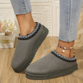 Women's snow boots half-slippers with plush lining, rubber sole, in maroon colour