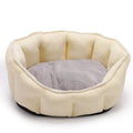 Grey plush cat kennel mat with hammock floor, measuring 46cm square, for winter warmth.