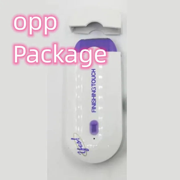 Black rechargeable electric hair remover with Sensa-Light head, trimmer head, foil head, USB cable and cleaning brush.