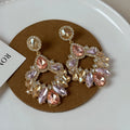 Geometric rhinestone earrings for women retro style dot mixed material alloy earrings