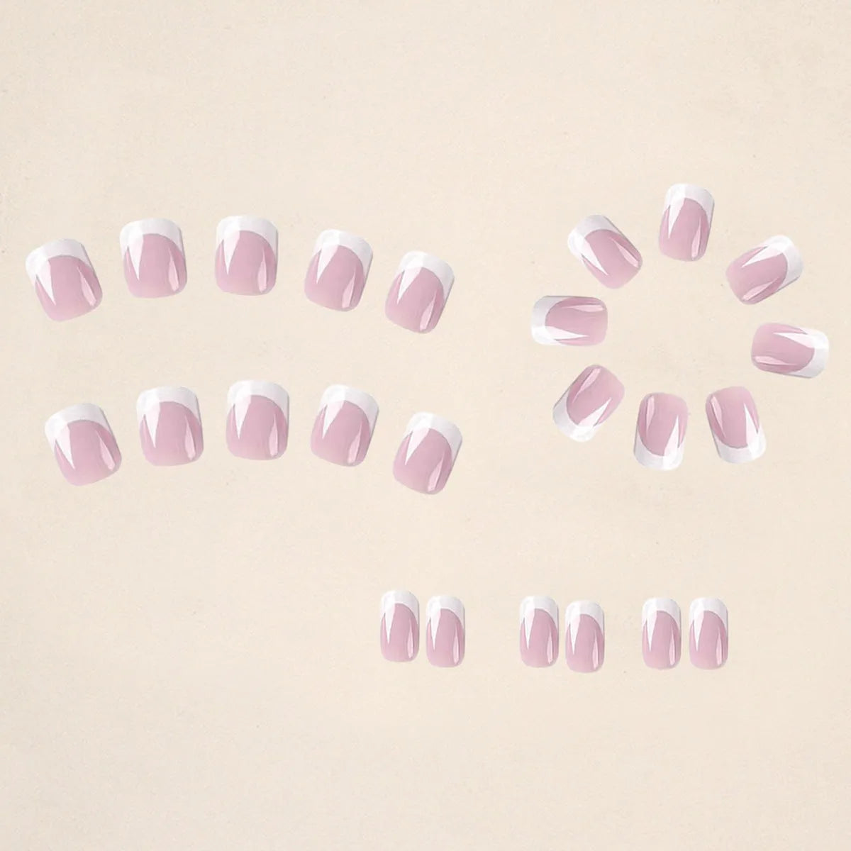 White fake nails with a black and white plaid pattern, 24 pieces in a box.
