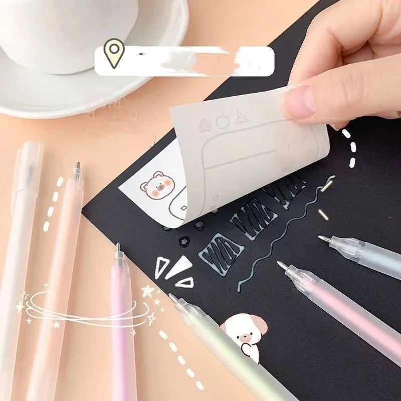 Macaroon colour dispensing pen with cap-pulling mechanism in assorted colours
