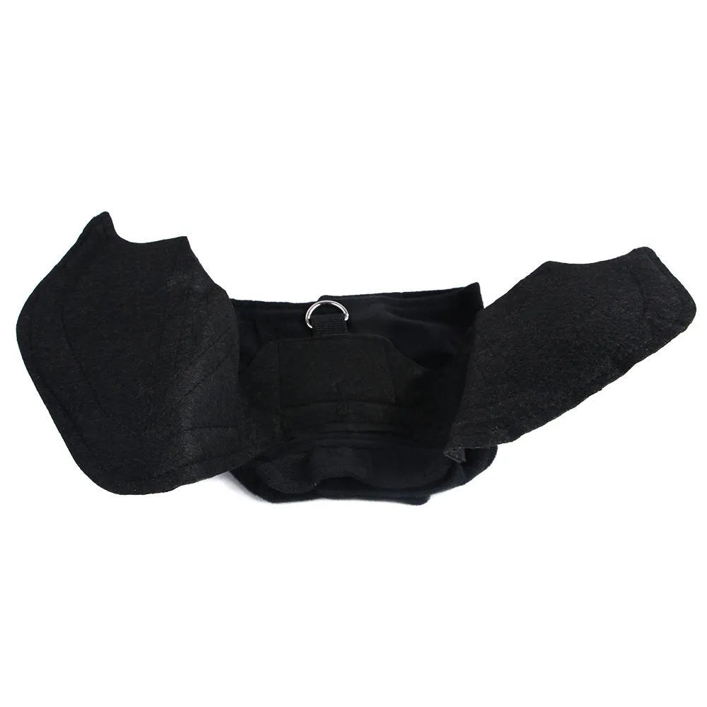 Black cloth bat wings costume for dog with 3D foldable wings and bell