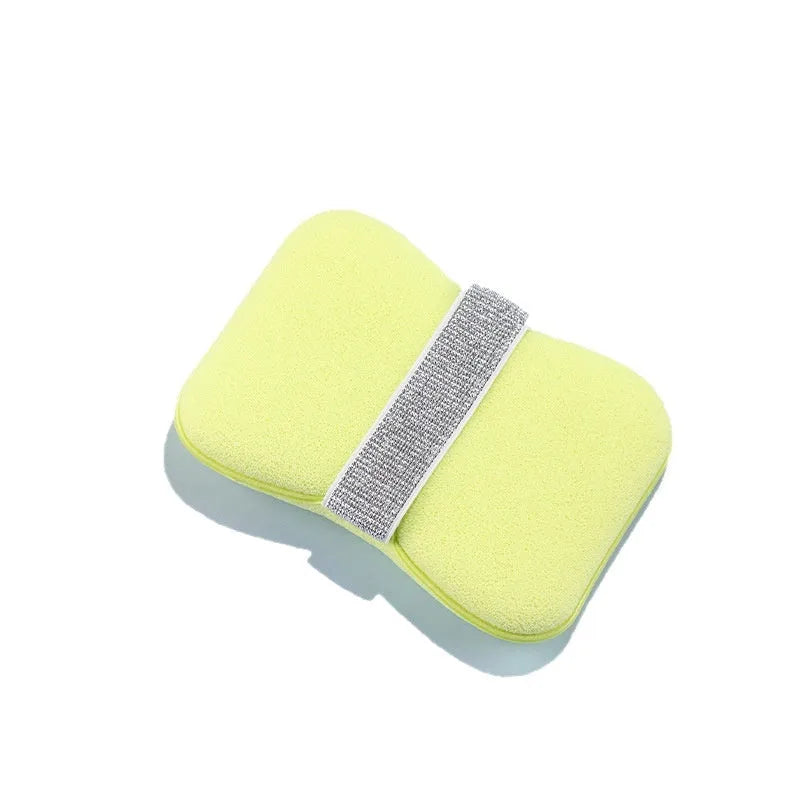 Soap bag bath sponge in cherry blossom pink made of hydrophilic polyurethane, size 12x8.5x2cm
