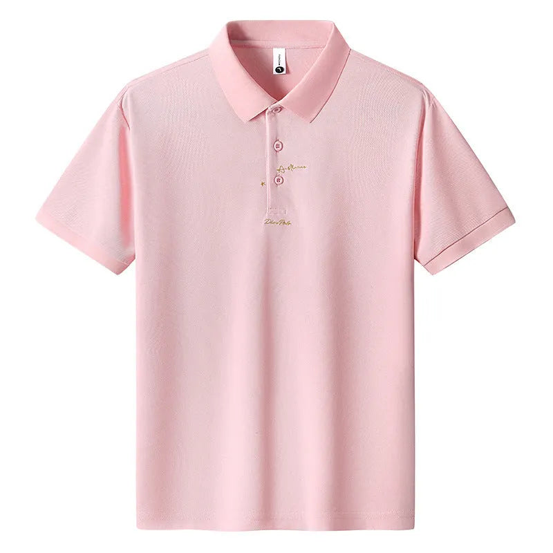 Men's casual cotton t-shirt in a loose fit with a printed letter pattern on the chest.