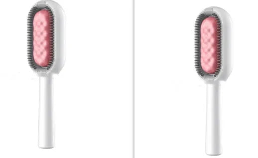 Green plastic pet hair removal comb with disposable wipes sticker for cats and dogs
