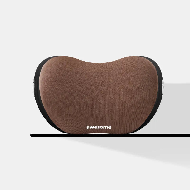 Car headrest and lumbar support pillow set in cloth material, shown in available colours.