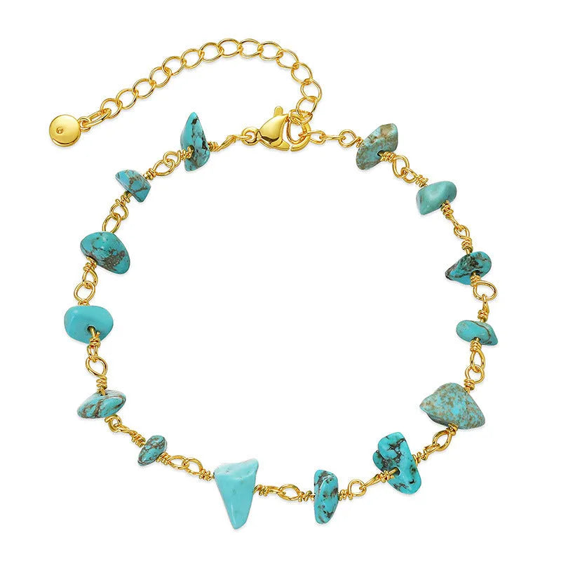 Geometric turquoise women's bracelet with crystal accents in blue colour option