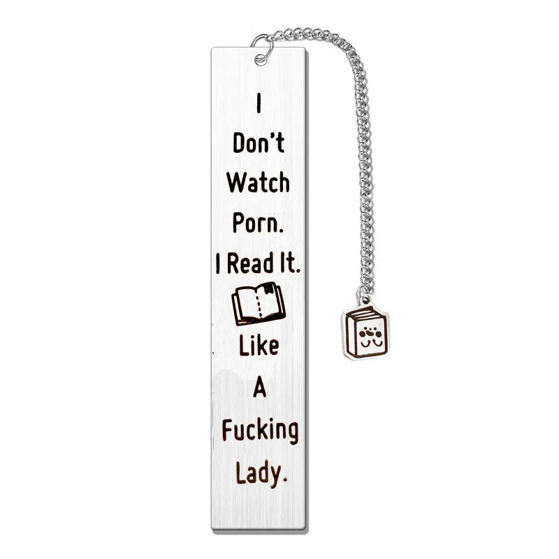 Stainless steel literary bookmark with tassel measuring 13 by 2.6 centimetres