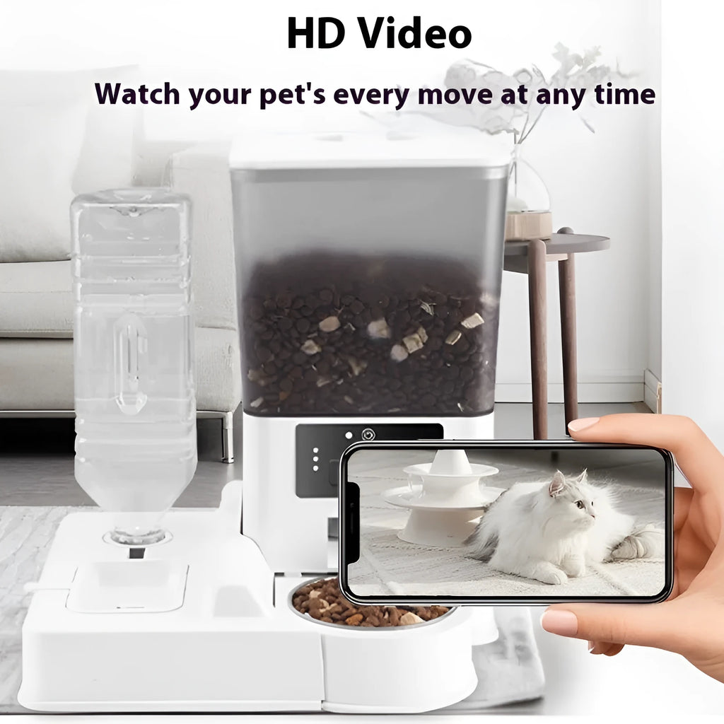 Intelligent pet feeder with stainless steel bowl in four smart models for cats and dogs