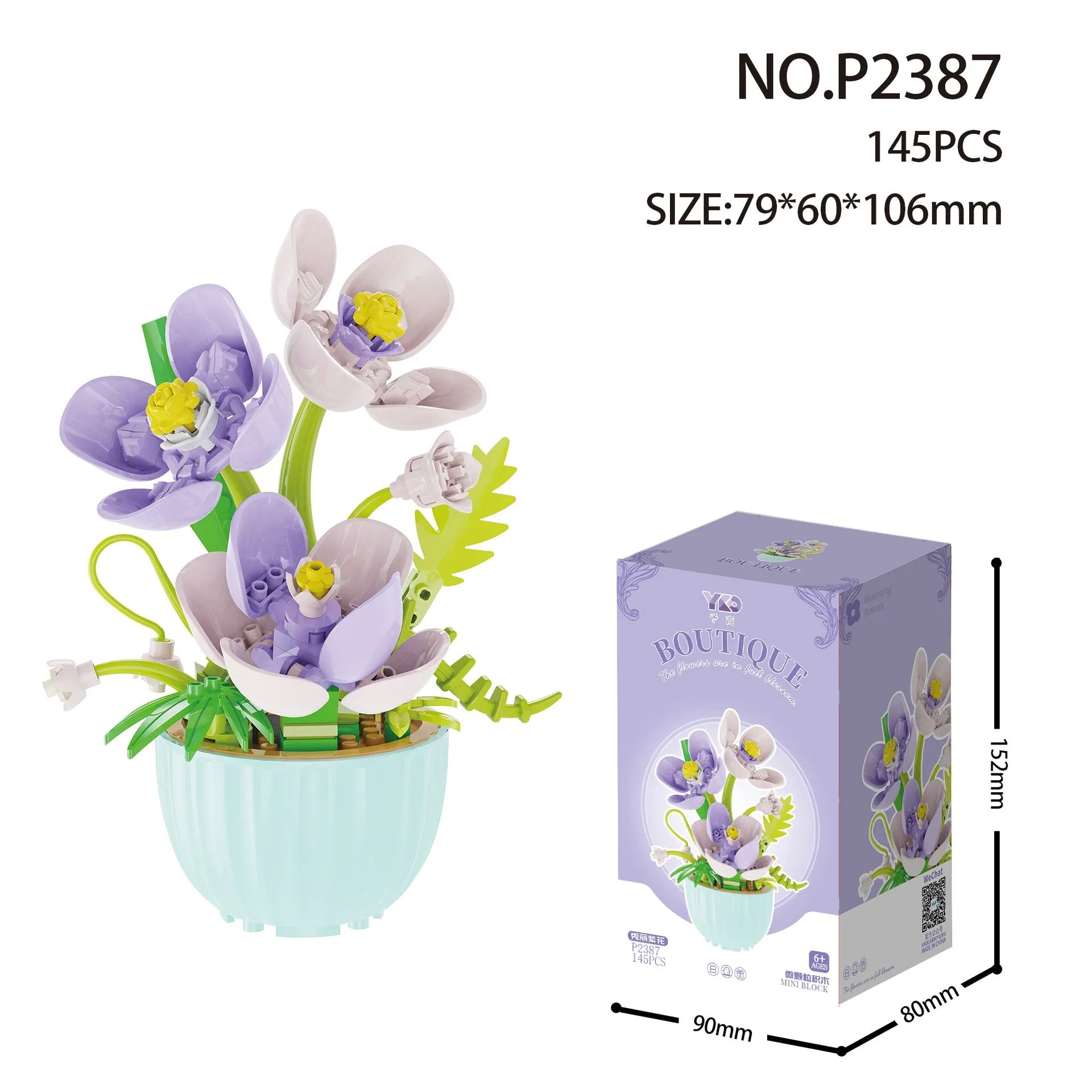 Micro diamond particle potted building blocks set in Smile to the Sun flower design, displayed in colour box packaging