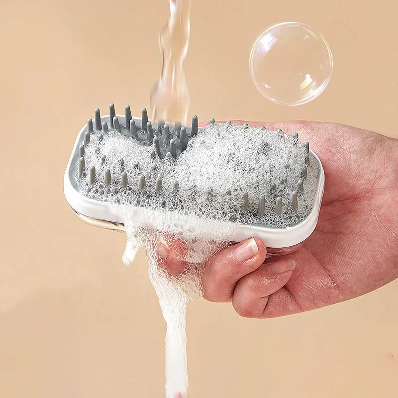 Silicone pet bath brush with soft massage bristles for dogs and cats cleaning