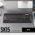 SK15 compact wired mechanical keyboard with mixed light green switches in sunset orange colour
