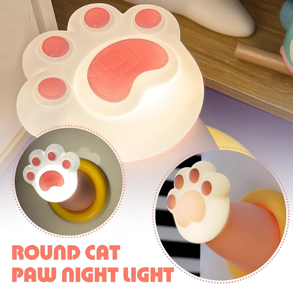 White cat paw shaped touch control rechargeable LED desk lamp with dimmable light