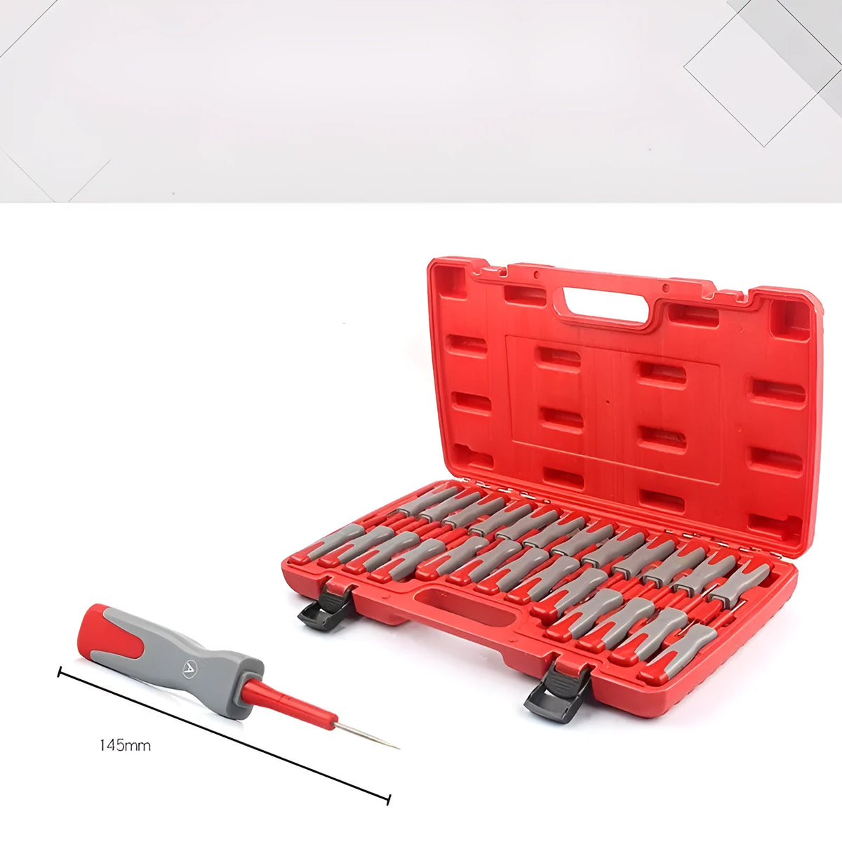25-piece car terminal removal tool set in case measuring 445x240x65 mm for circuit pull out and wire harness disassembly