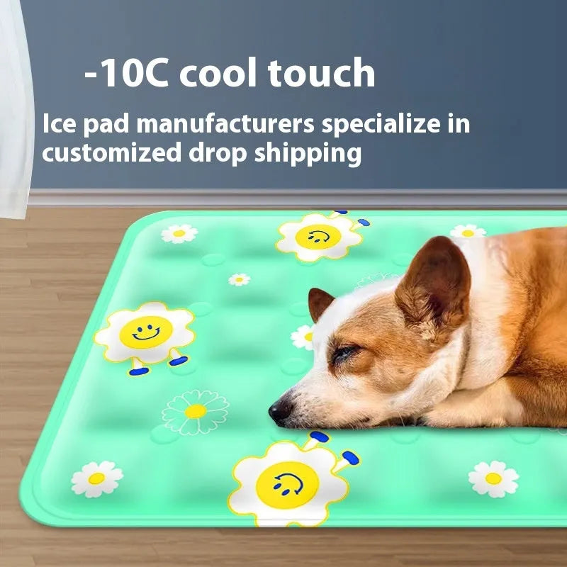 Summer cooling mat for dogs in polyester PVC, size XL, fantasy windmill design