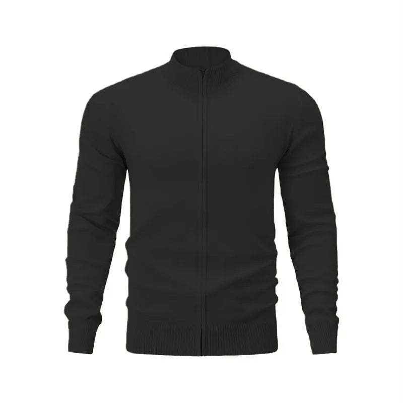 Men's stand collar casual sports zipper sweater in cotton fabric available in multiple colours