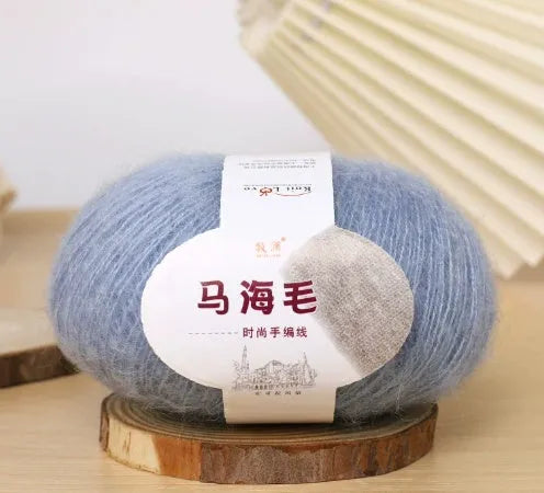 Mohair wool ball for DIY hand-woven scarf kit in one of 34 available colours