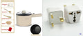 White, green, and khaki mini electric hot pot with non-stick interior and control panel.
