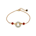 Sterling silver adjustable bracelet with Hetian jade peace buckle charm