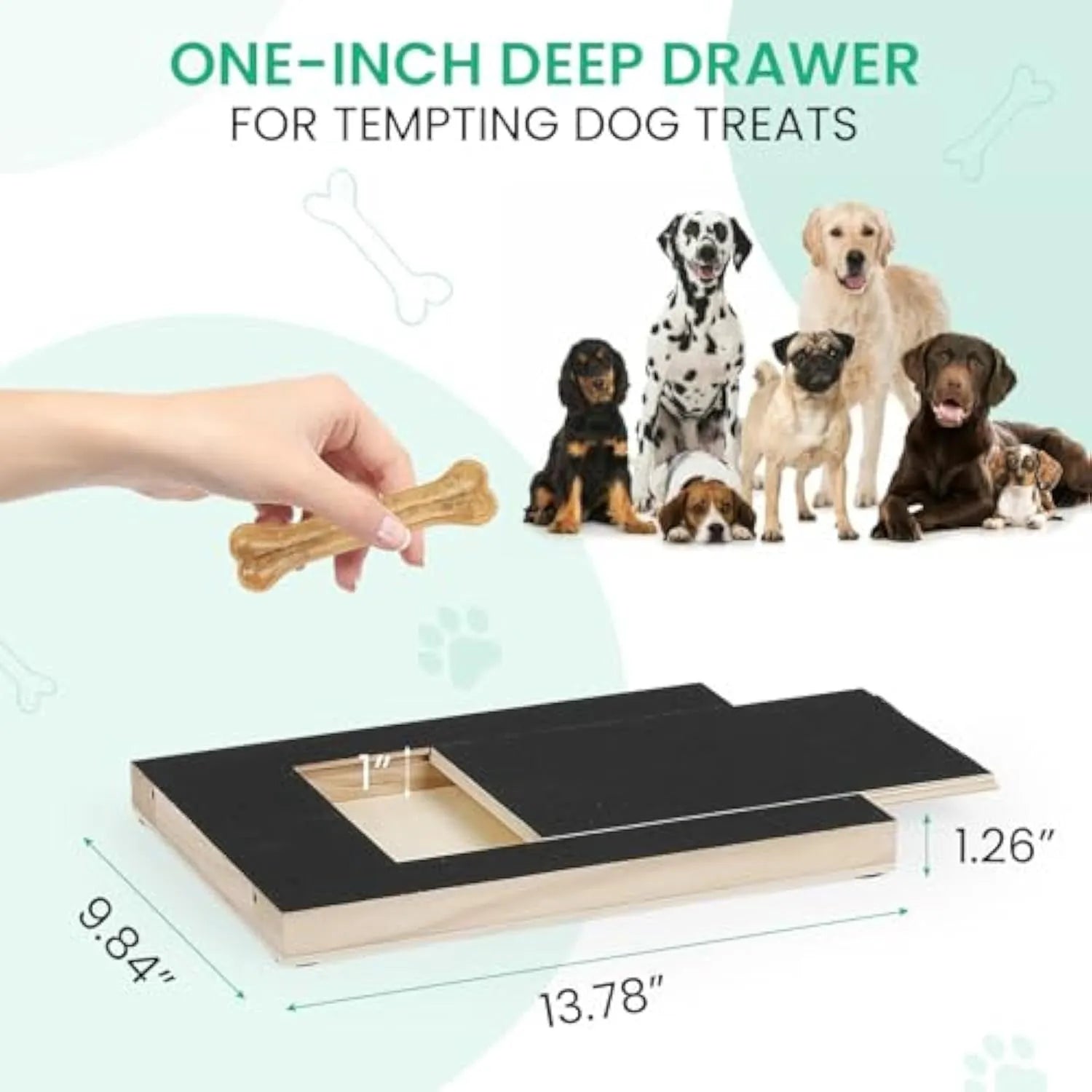 Dog nail scratch board with treat box made from wood for pet nail care