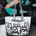 Waterproof woven handbag made from PP fabric with colour printed design