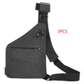 Men's canvas shoulder chest pack bag 20-35L black left shoulder style with zipper closure