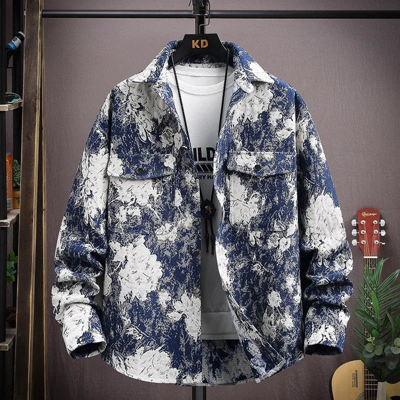 Personality casual lapel shirt coat, long sleeve straight hem, available in multiple colours for spring autumn