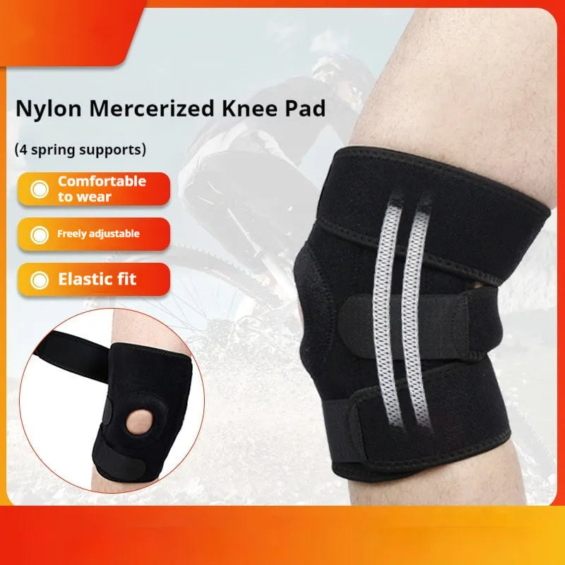 Spring support knee pad made from nylon mercerised cloth for sports protection
