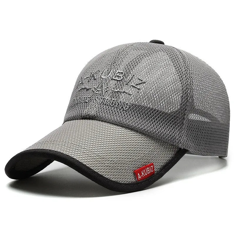 Men's adjustable cotton mesh baseball cap in dome crown style for summer