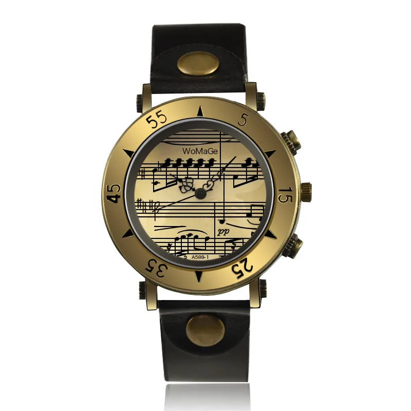 Men's fashion watch with musical note symbols on the dial in a choice of nine colours.