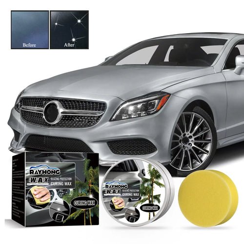 Car coating wax kit showing square wax block and applicator sponge for paint protection