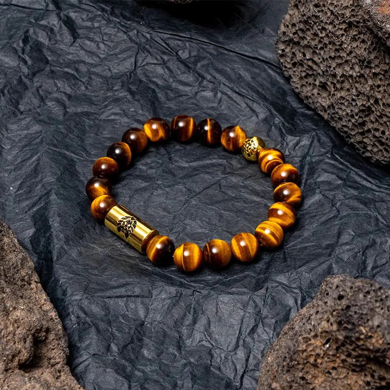 Little Lion ethnic style bracelet made from Bodhi seeds with geometric black and white patterns