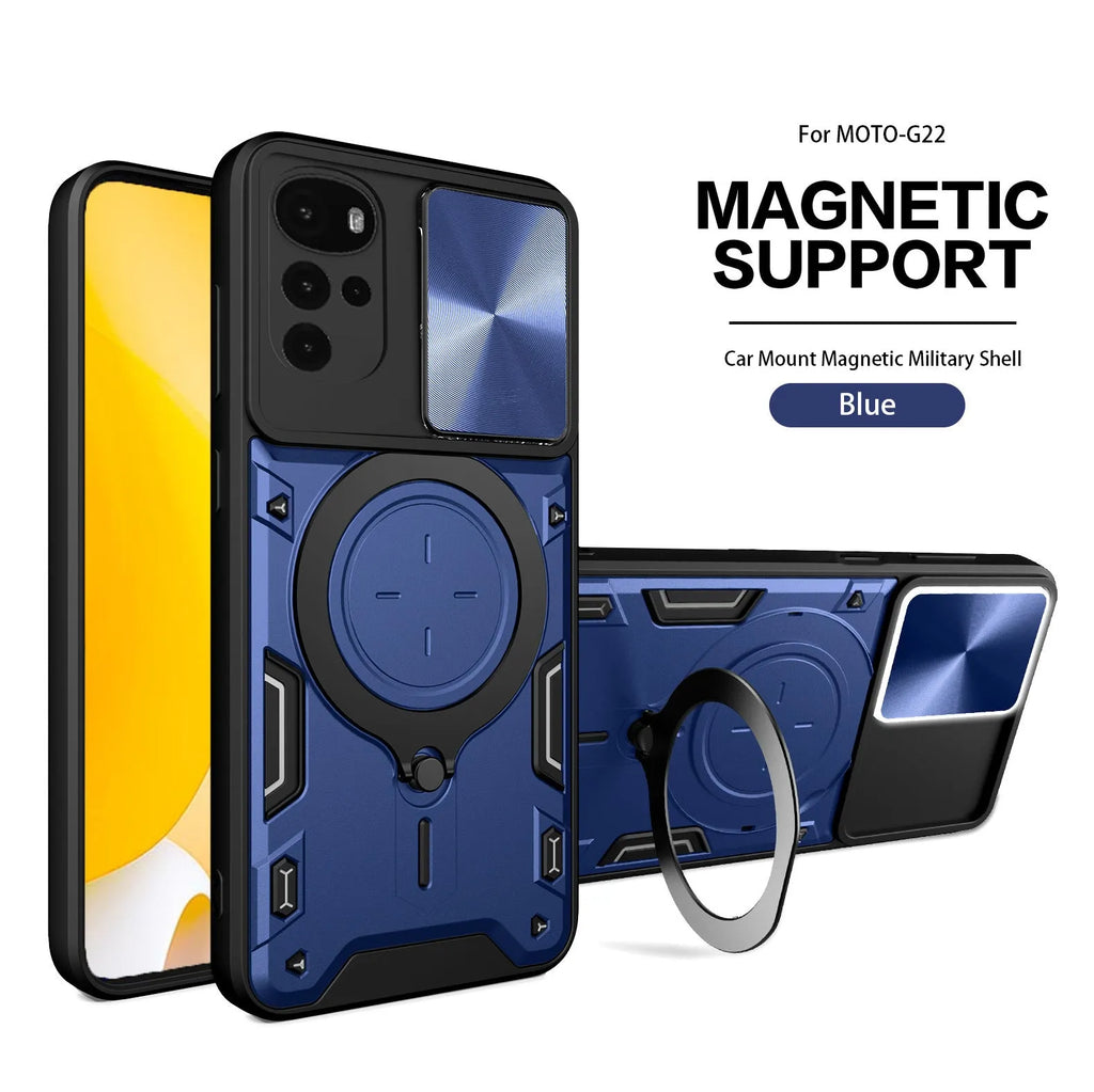 Motorola bracket sliding window phone case in black with magnetic suction and anti-fall TPU PC back cover
