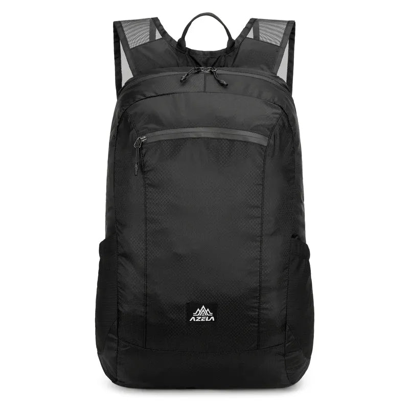 AZELA lightweight white hiking backpack with multiple pockets and breathable mesh straps for outdoor use
