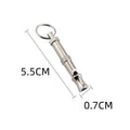 Metallic adjustable ultrasonic dog whistle for training and barking control.