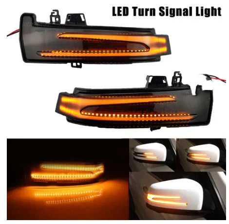 Pair of LED turn signal lights for car rearview mirror in yellow and blue double light, ABS material