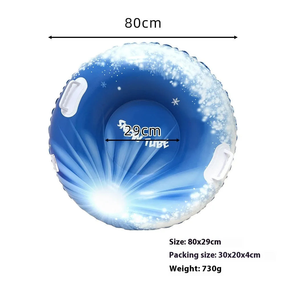 PVC winter thick ski ring toy in red, blue, or snow mountain design for outdoor snow play