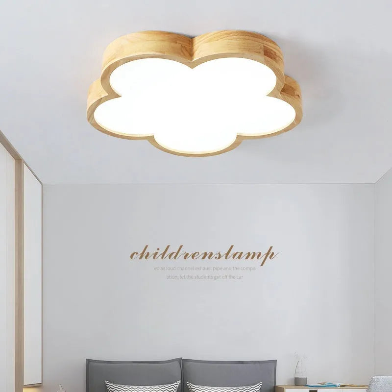 Solid wood ceiling lamp with simple floral design and LED light for master bedroom 10-15 sqm