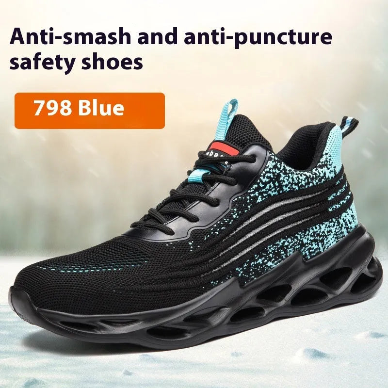 Brown leather labour protection safety shoes with rubber sole, shown on a white background.