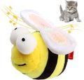 Yellow flannelette bee-shaped electronic cat toy that squeaks when moved