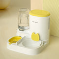 Automatic cat feeding and drinking fountain with stainless steel bowls in compact 27cm design