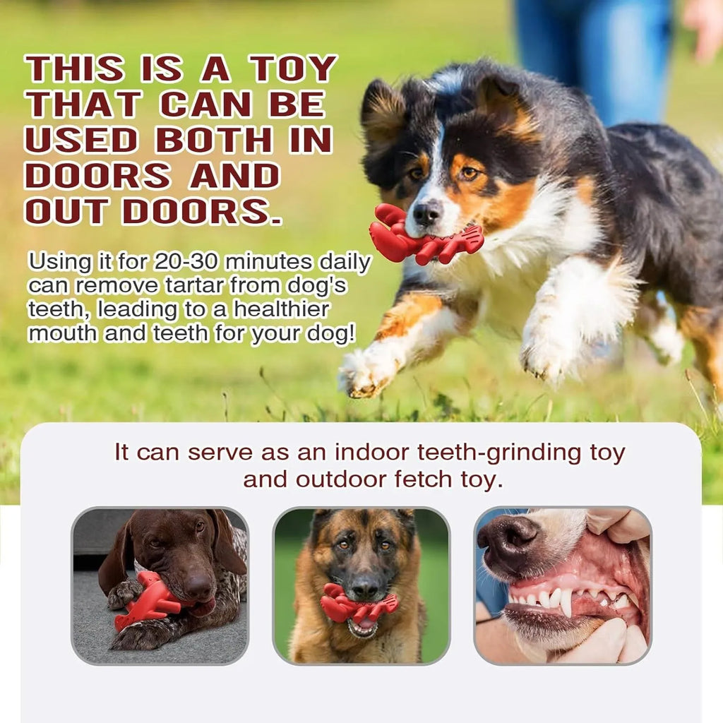 Red hard material dog chew toy for aggressive chewers measuring 170mm for large breed dogs