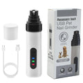 Electric dog nail grinder with automatic piercing head, LED display, and handheld design on a white background.