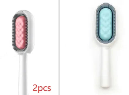 Green plastic pet hair removal comb with disposable wipes sticker for cats and dogs