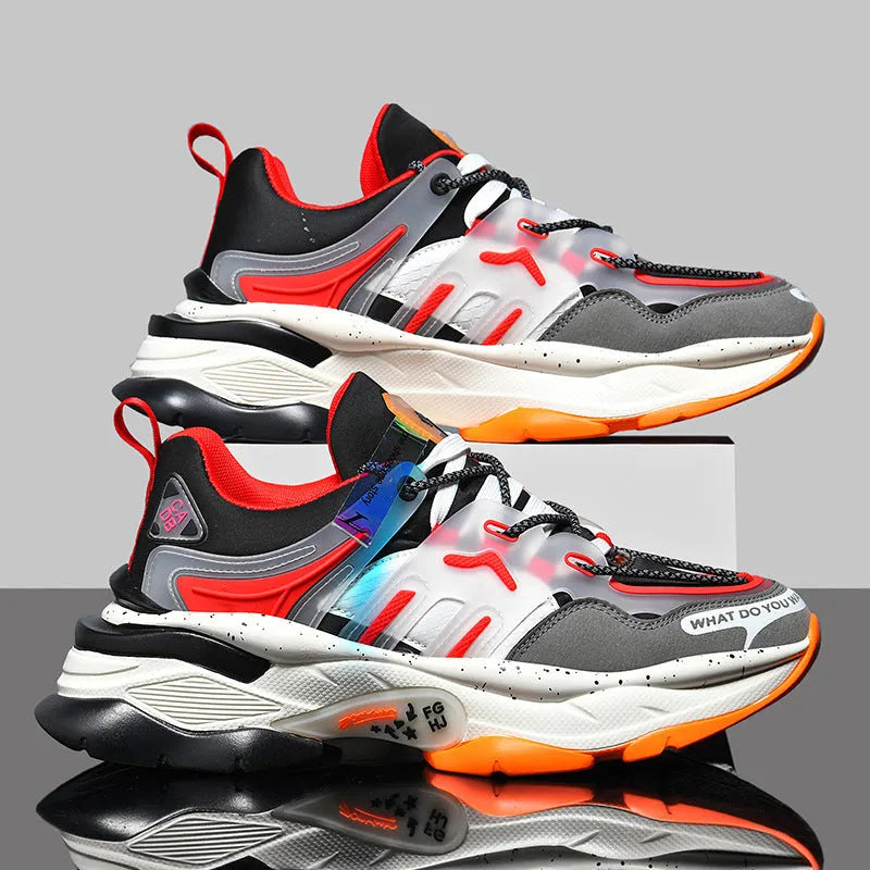 Men's casual running shoes with TPU popcorn sole, low top, lace-up, solid colour, available in white and black gray