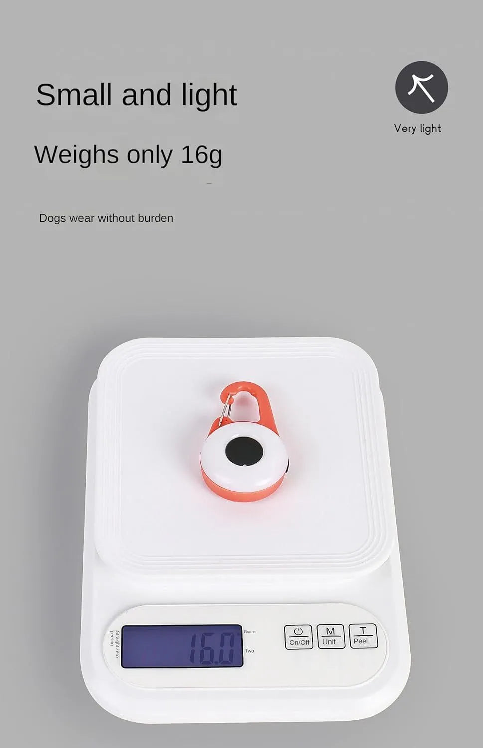 Bright LED dog collar light with silicone strap and USB cable, for night walking safety