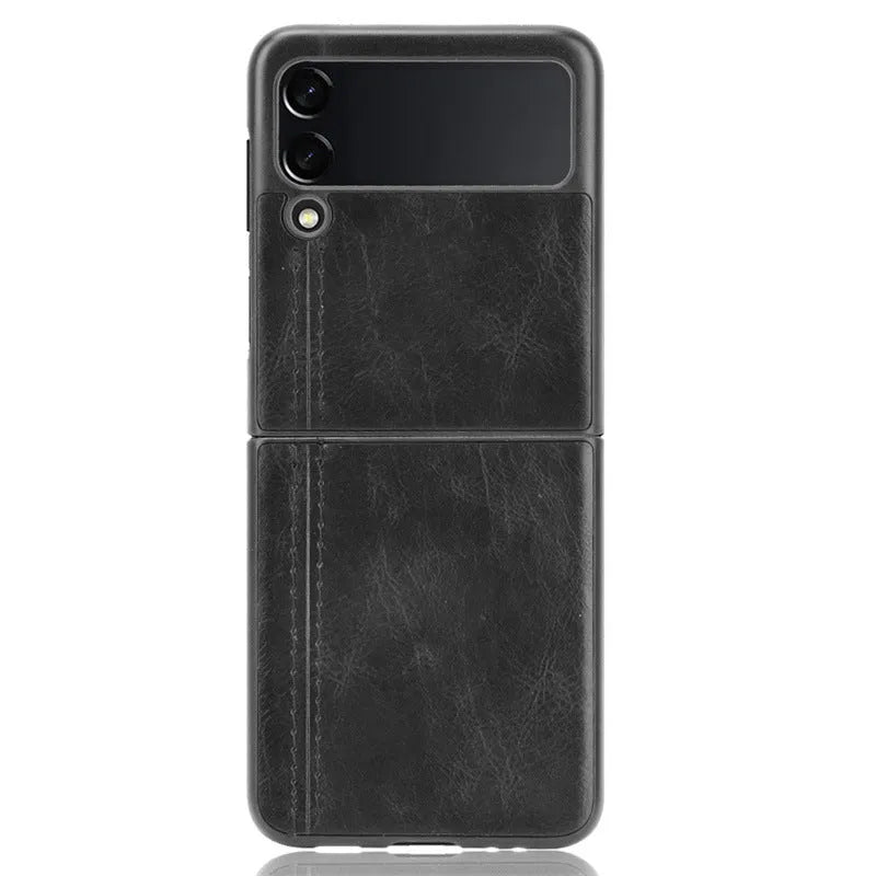 Samsung Galaxy Z Flip 3 5G Z Flip 4 5G PC leather back cover case in black with business style machined finish