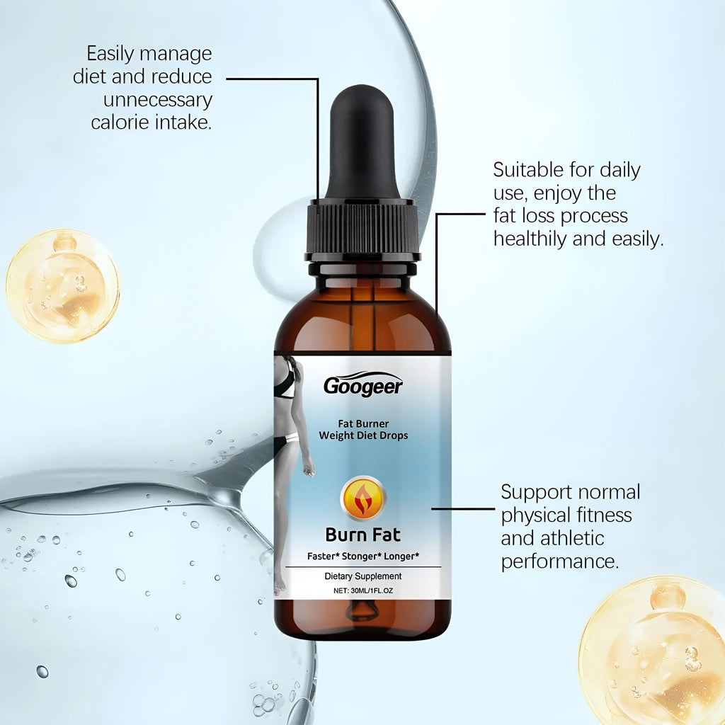 Googeer fat burner weight diet drops 30ml amber glass bottle with dropper