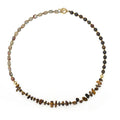 Brown Tigereye stone bracelet with bronze Glow Ball geometric charm